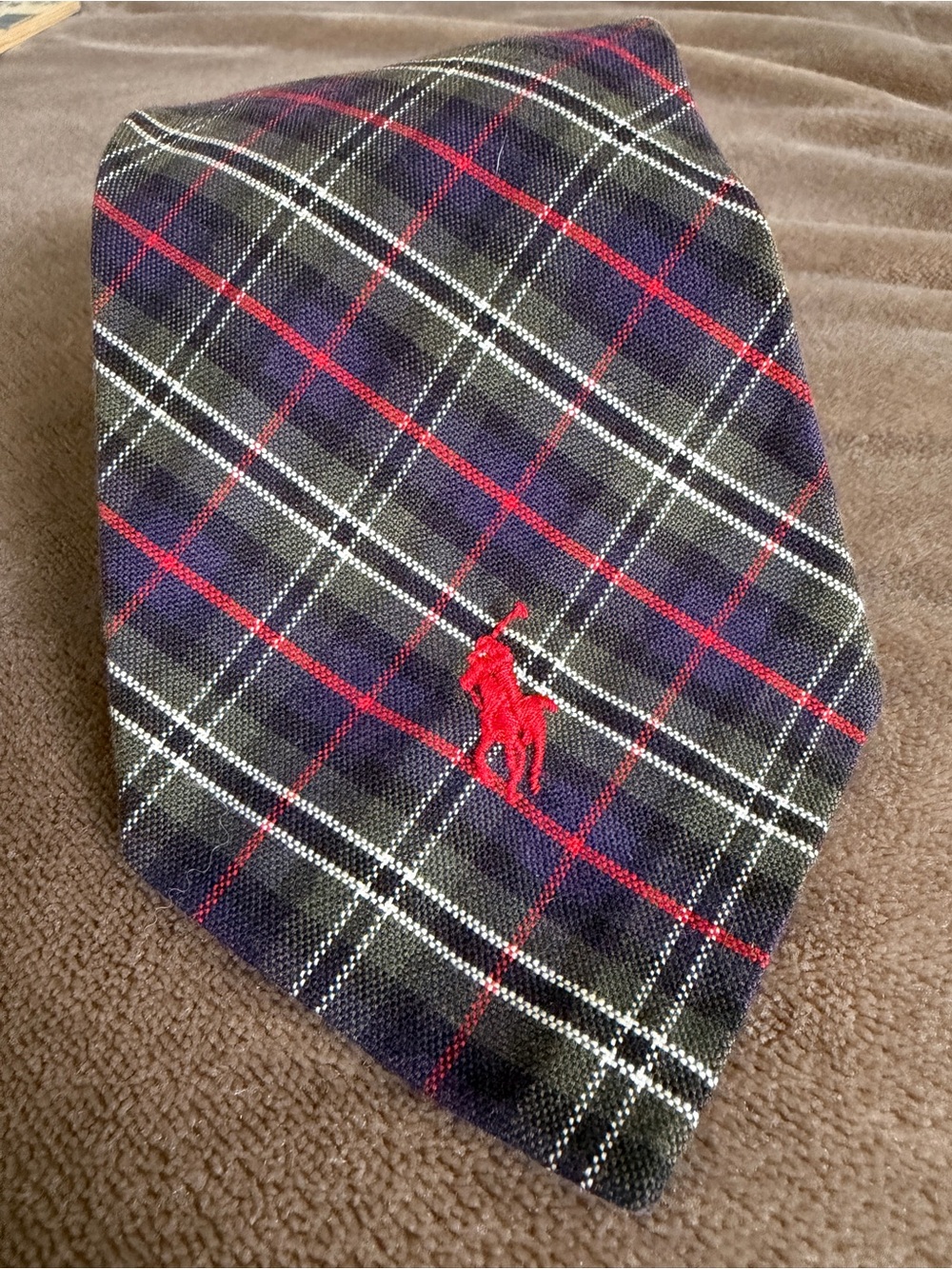 Vtg 90s Tartan Plaid POLO Ralph Lauren Necktie Cotton Preppy Heritage Ivy League